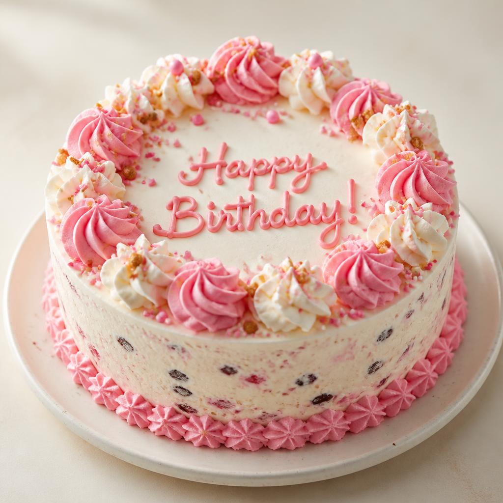 Decorated ice cream birthday cake